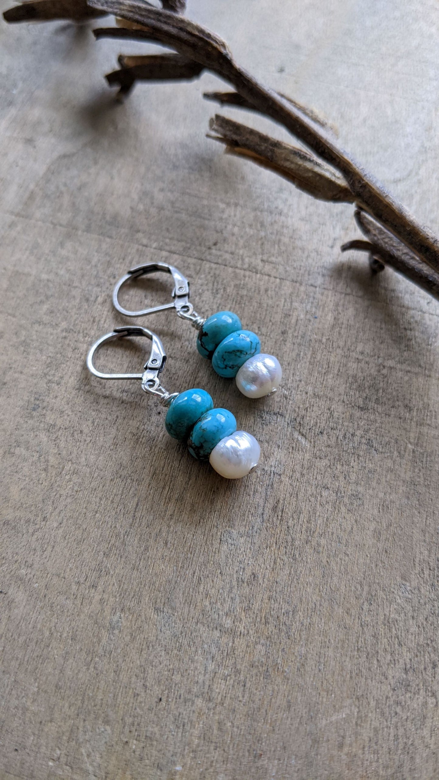 Turquoise and Pearl Earrings