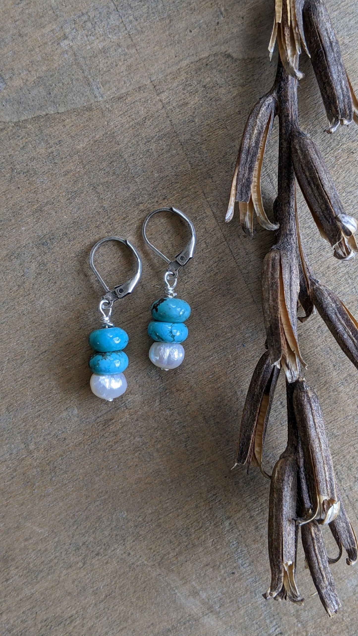 Turquoise and Pearl Earrings