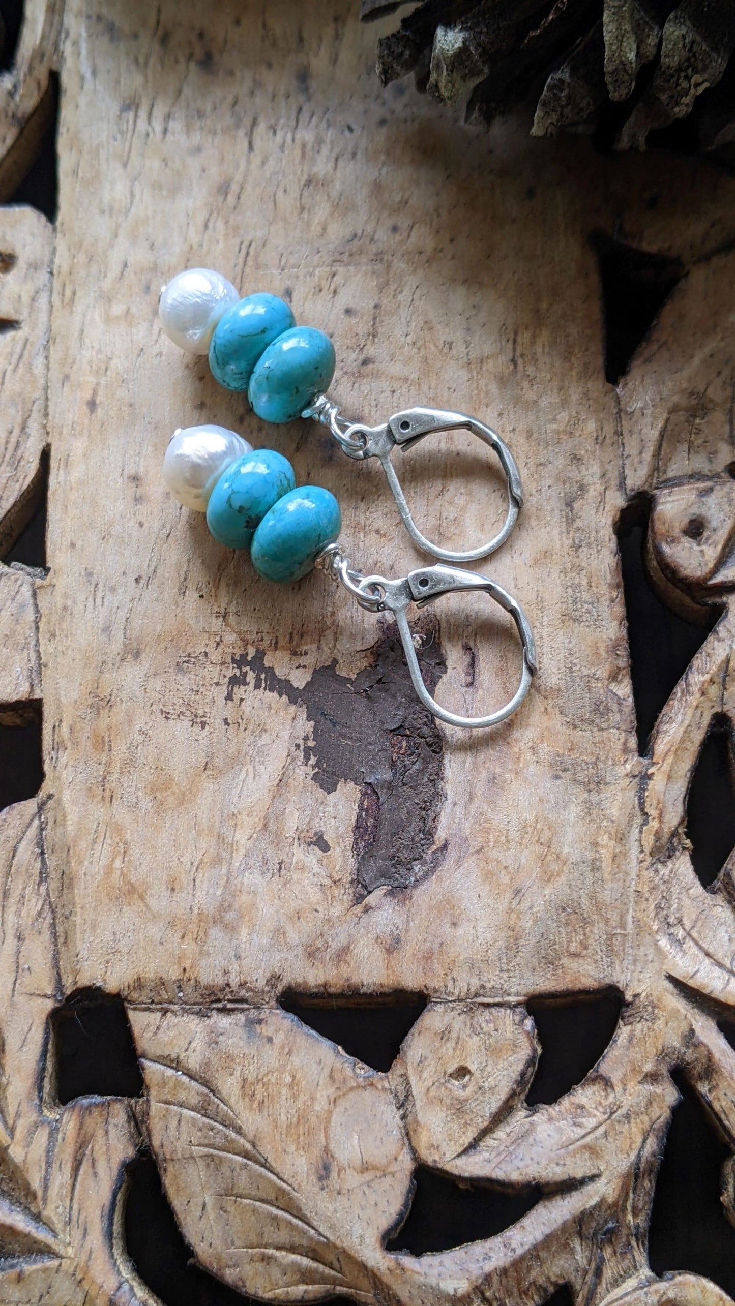 Turquoise and Pearl Earrings