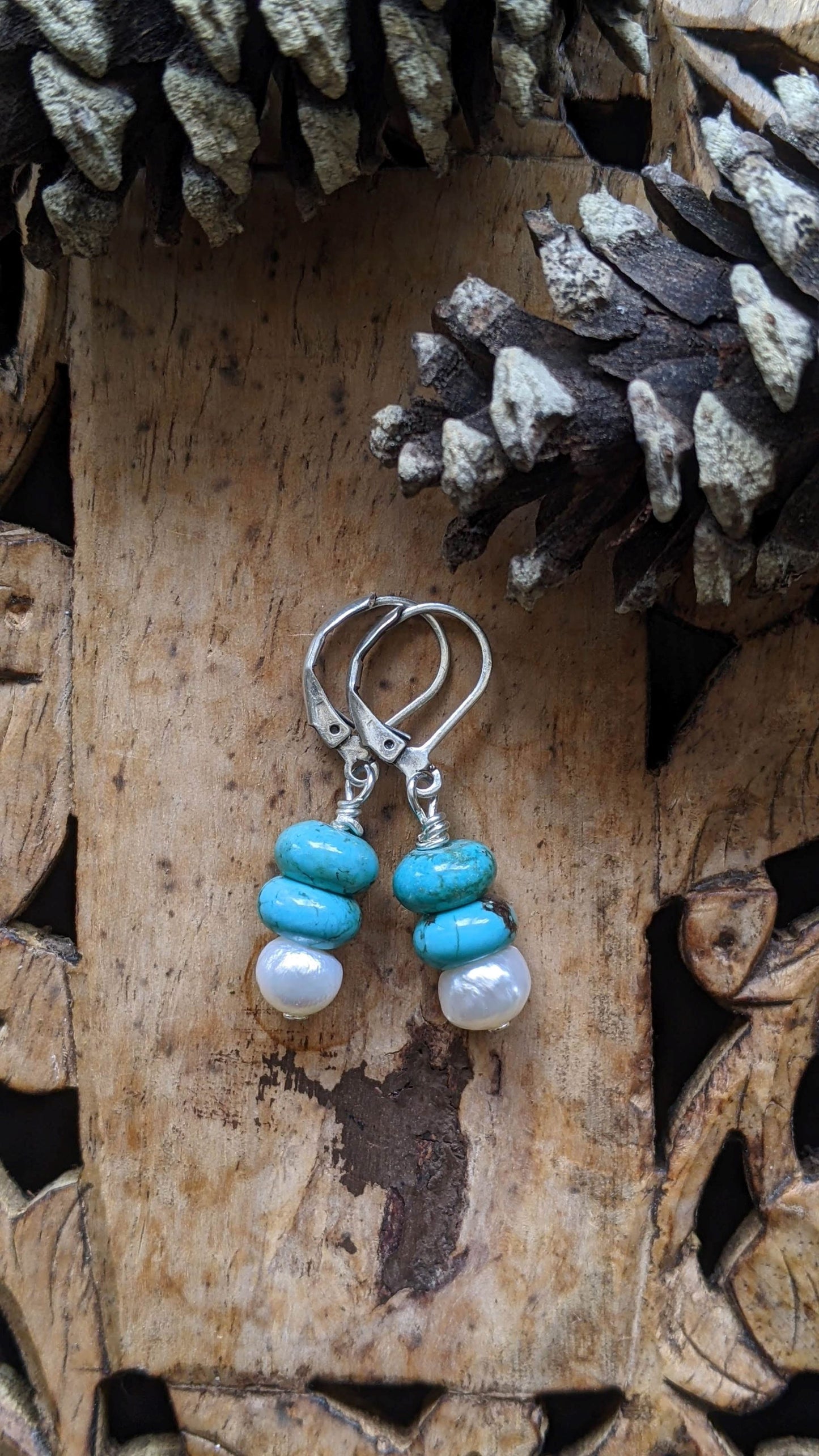 Turquoise and Pearl Earrings