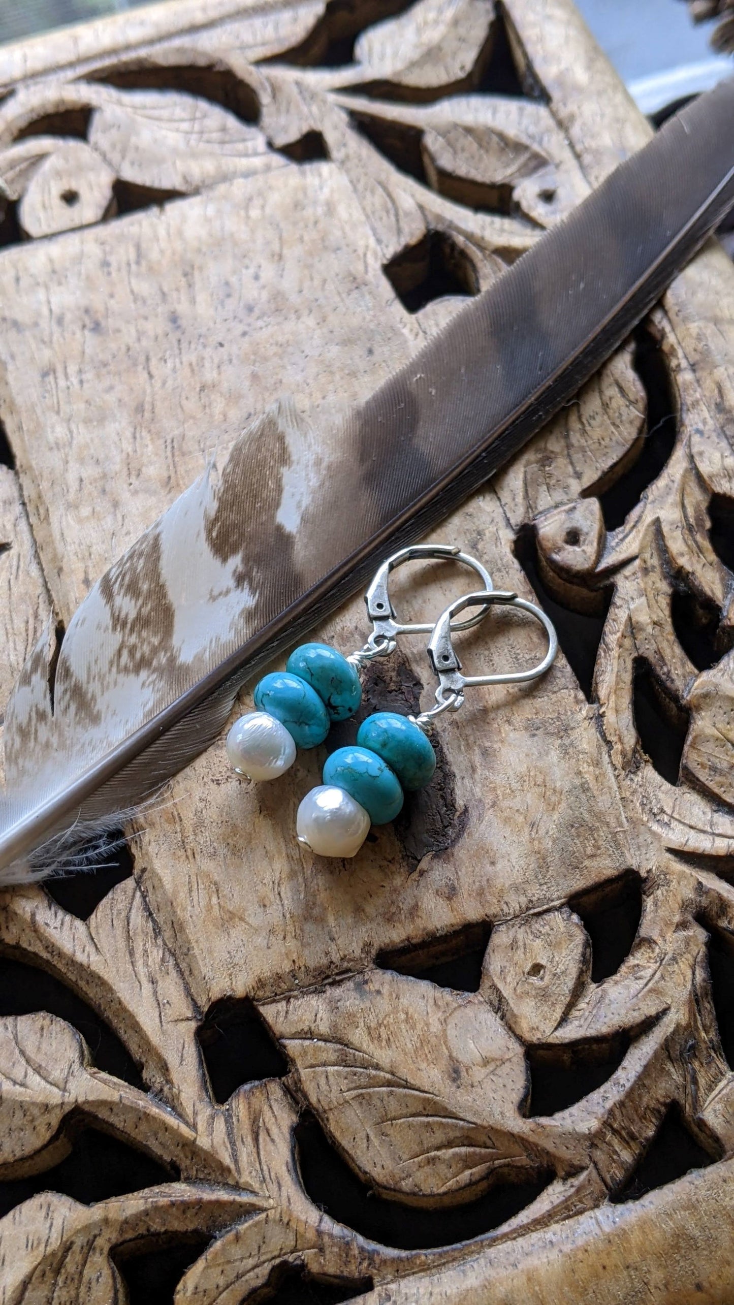 Turquoise and Pearl Earrings