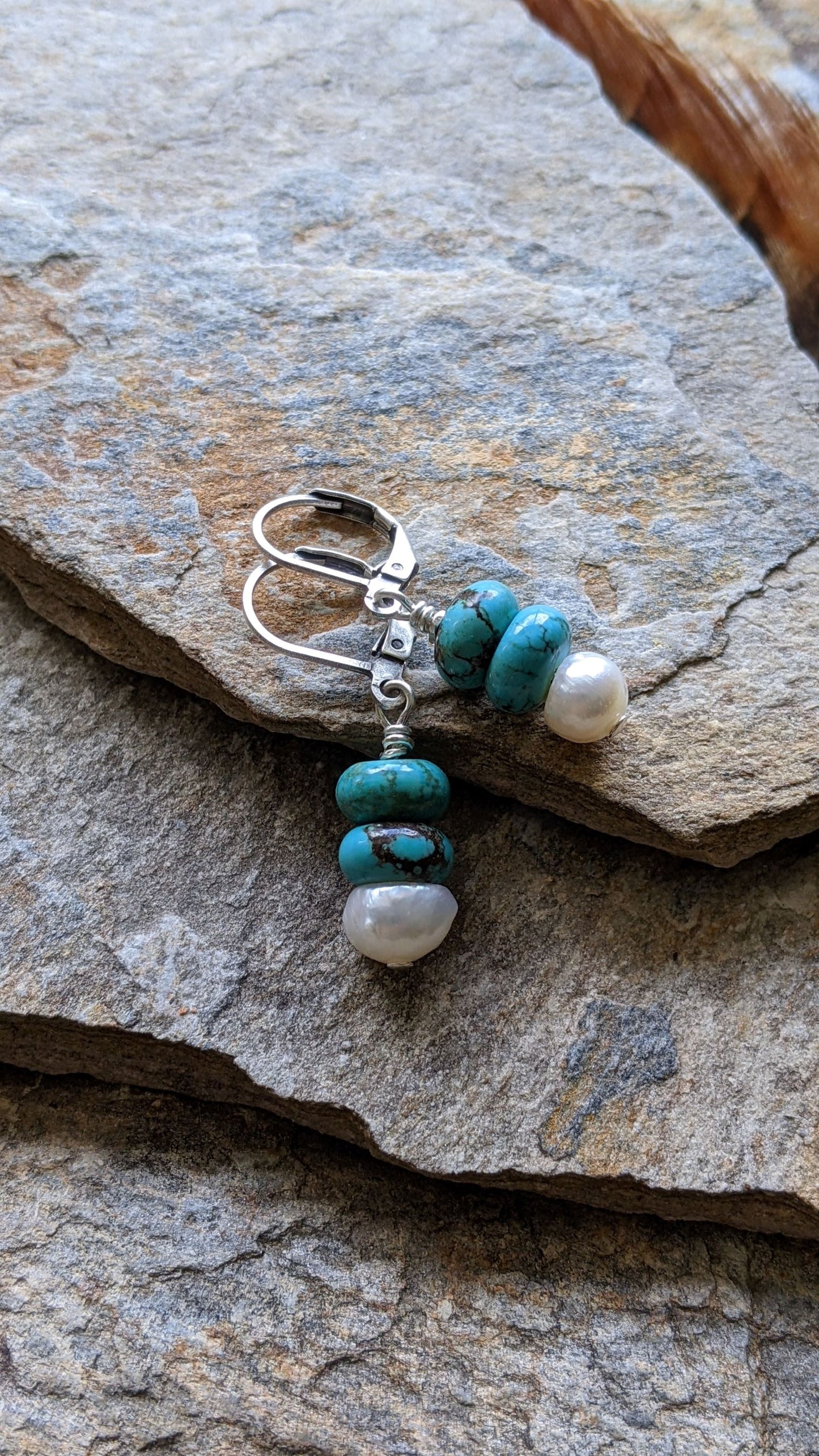 Turquoise and Pearl Earrings