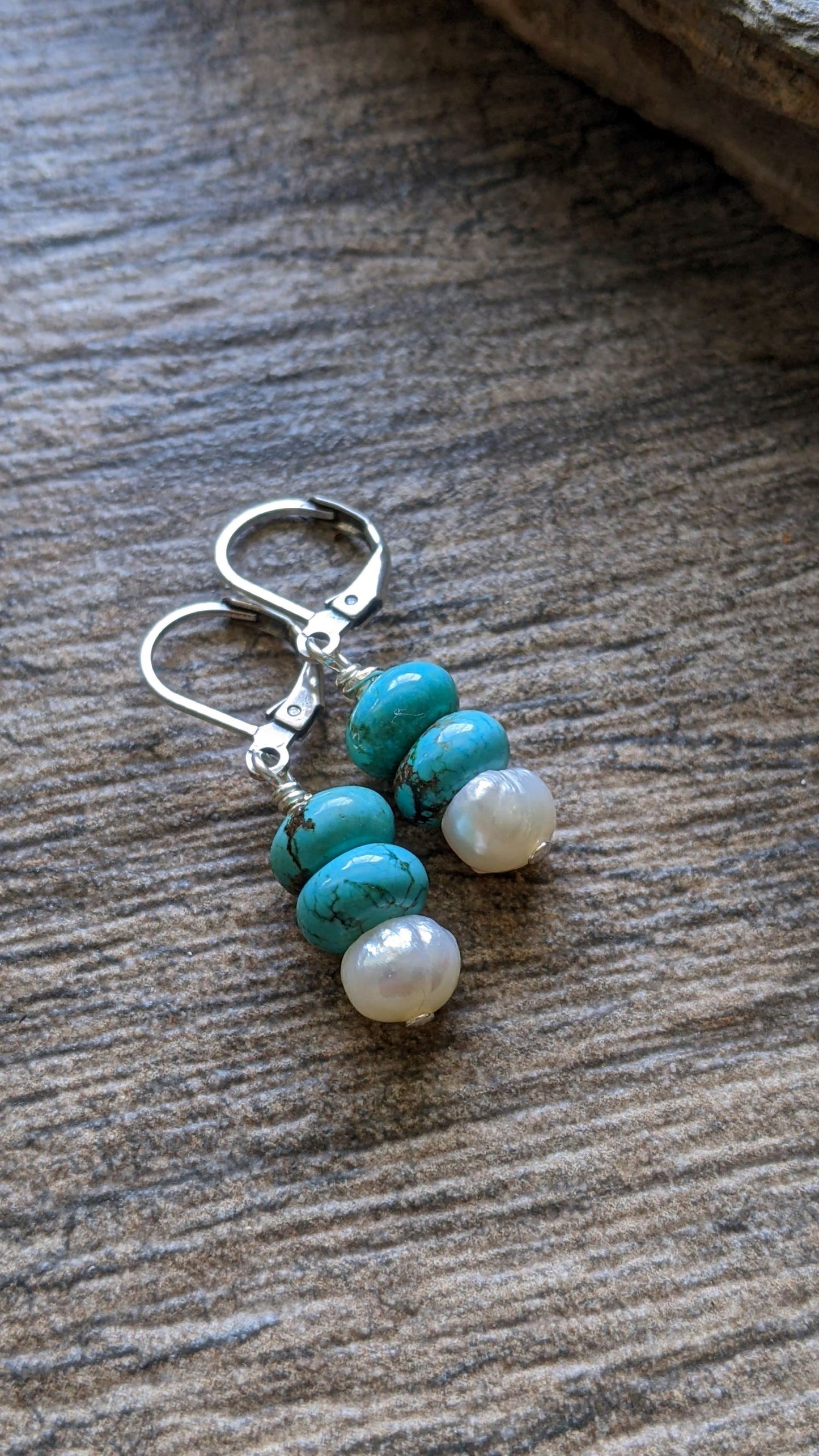 Turquoise and Pearl Earrings