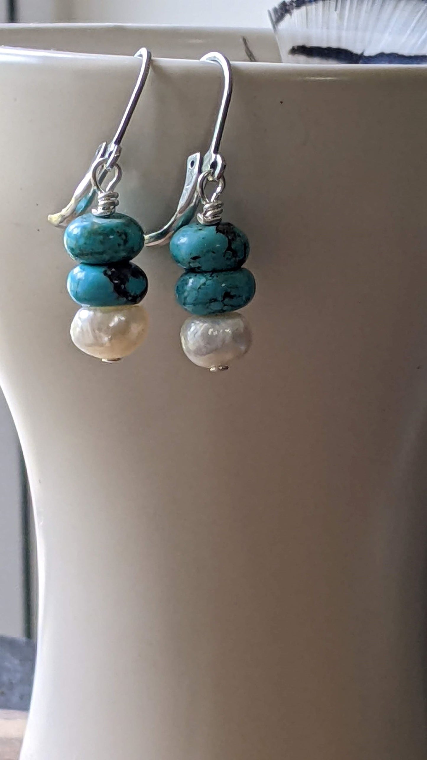 Turquoise and Pearl Earrings