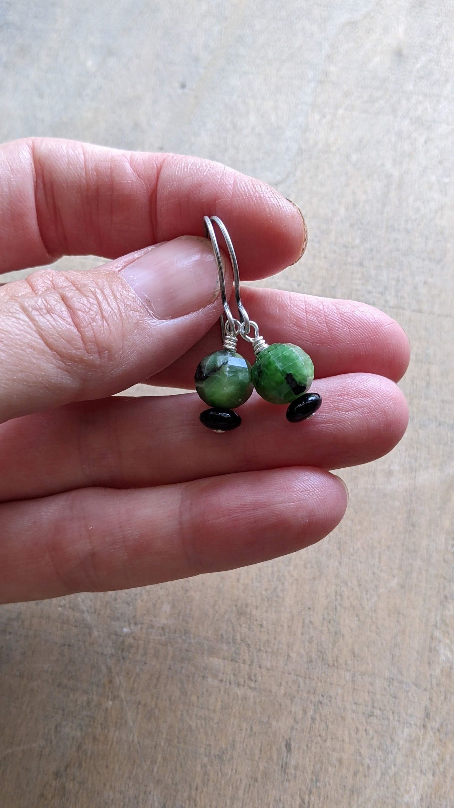 Green Drop Earrings ~ Chrysoprase