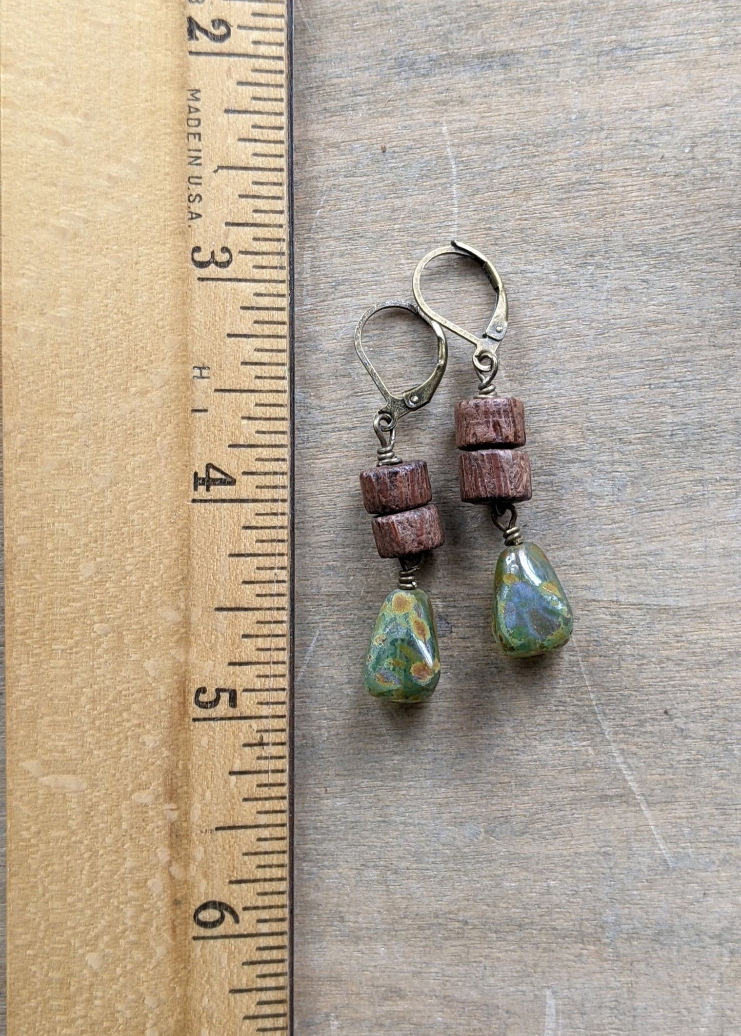 Wood and Glass Earrings ~ Nature Walk