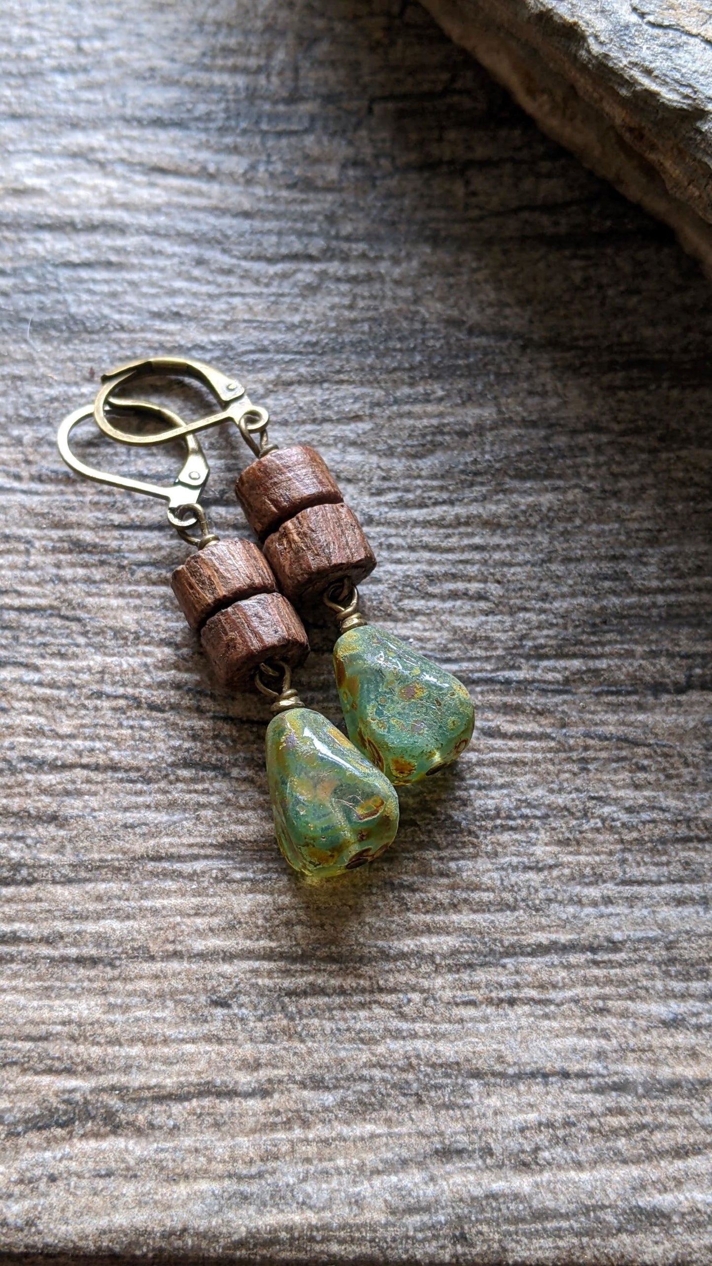 Wood and Glass Earrings ~ Nature Walk