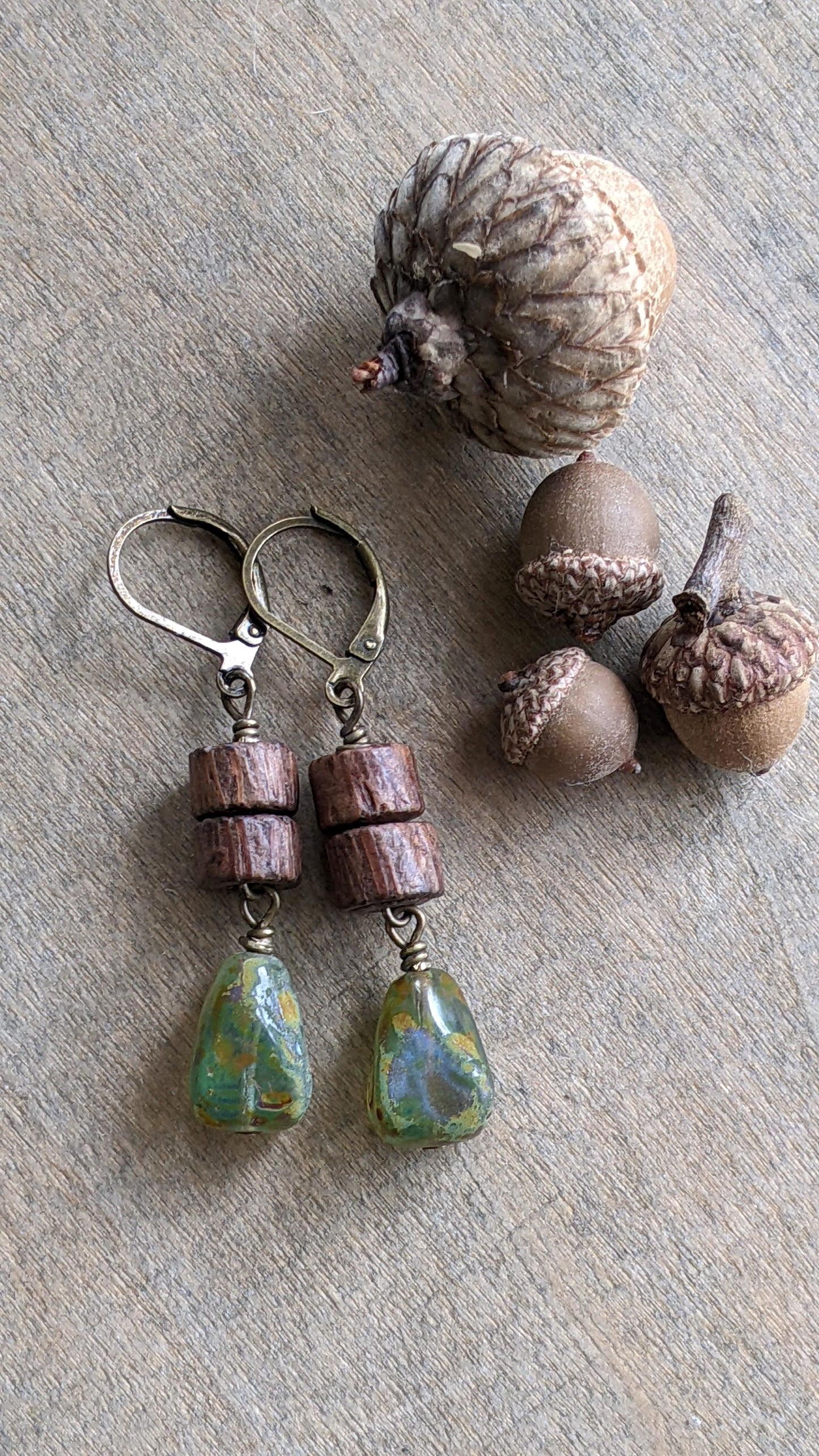 Wood and Glass Earrings ~ Nature Walk