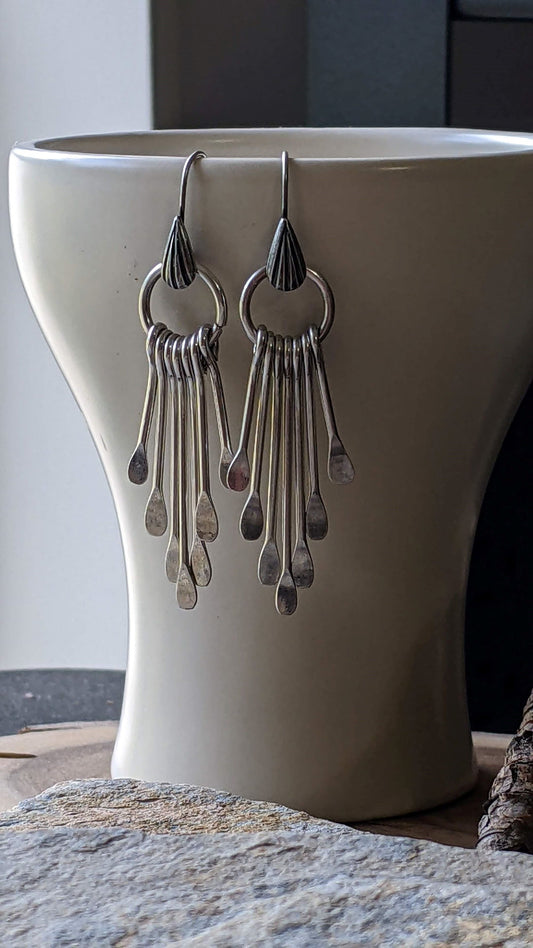 Fringe Earrings ~Antiqued Silver