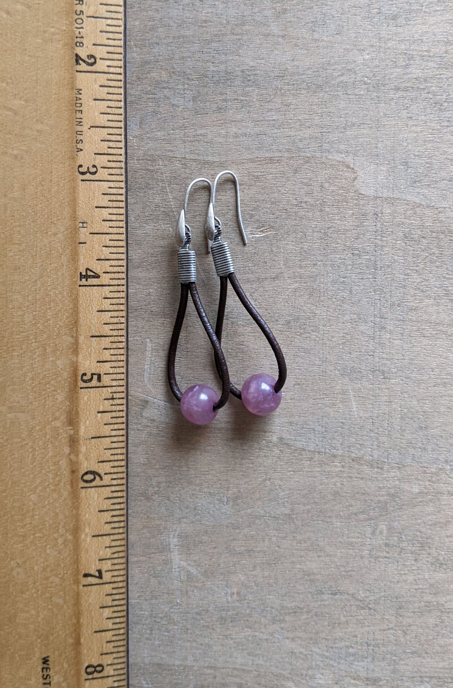 Leather Hoop Earrings ~ Light Purple