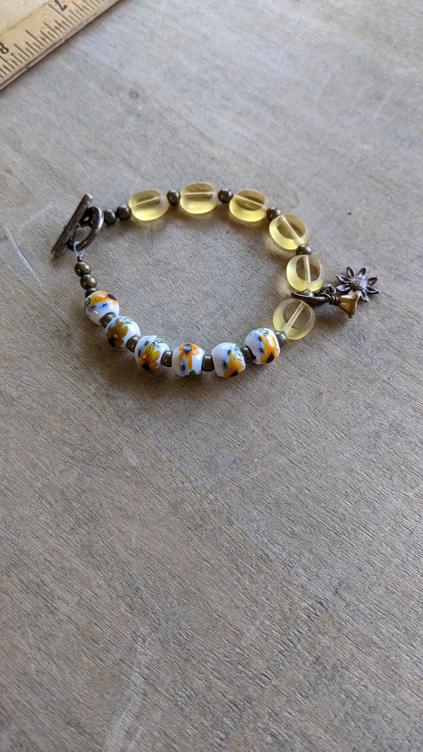 Sunflower Bracelet ~ Yellow Glass