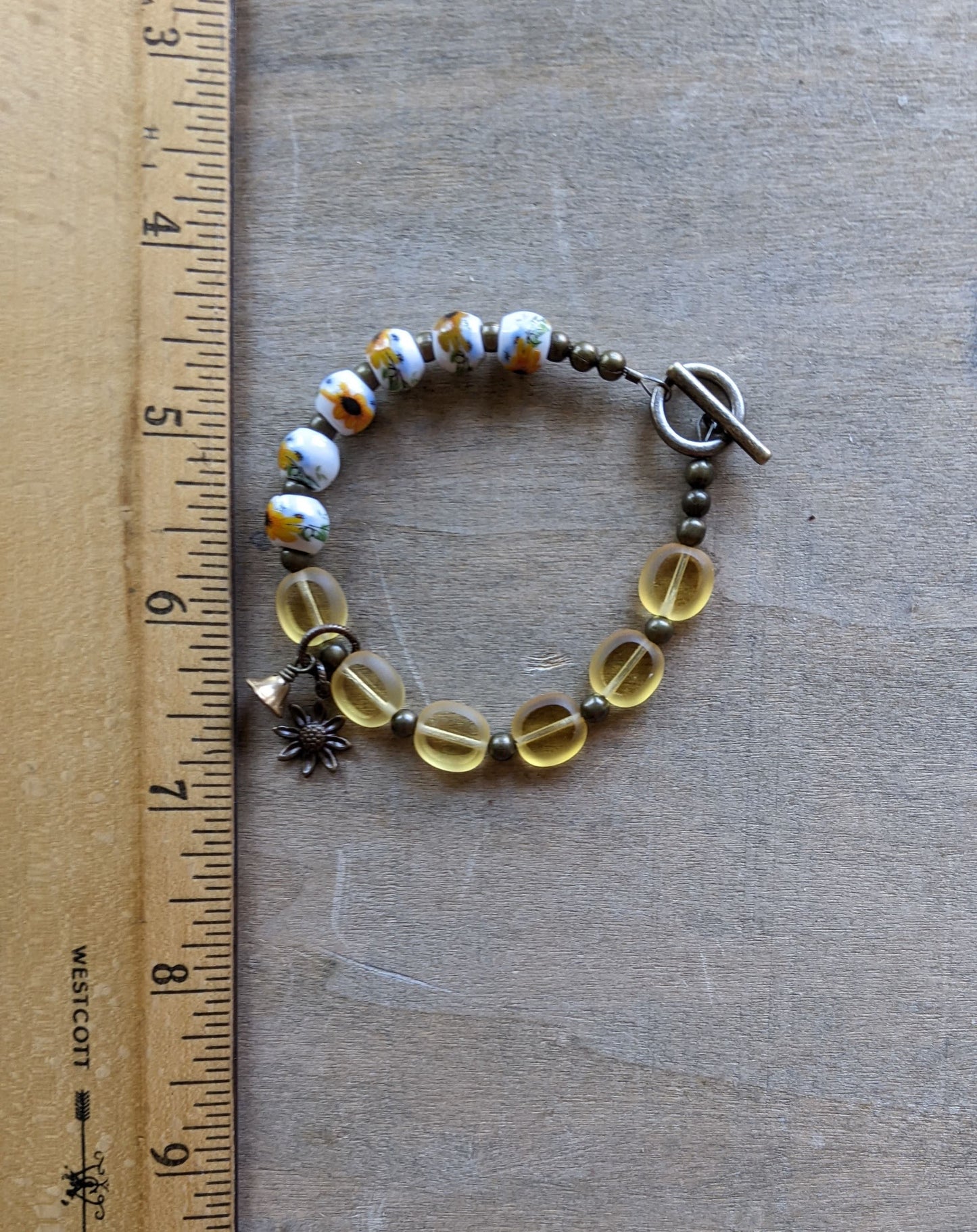 Sunflower Bracelet ~ Yellow Glass