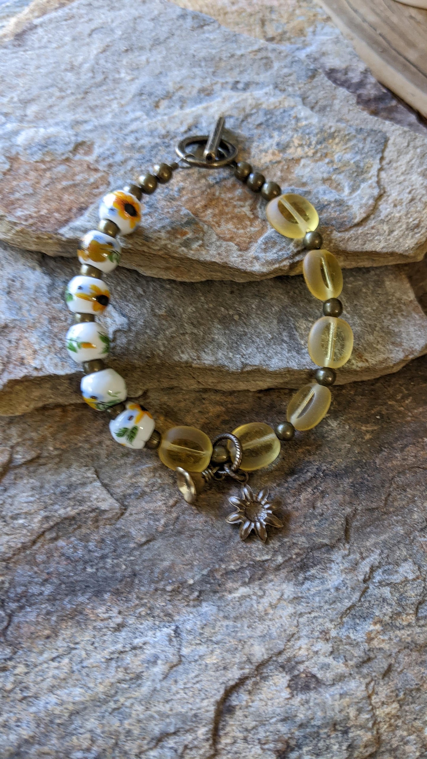 Sunflower Bracelet ~ Yellow Glass