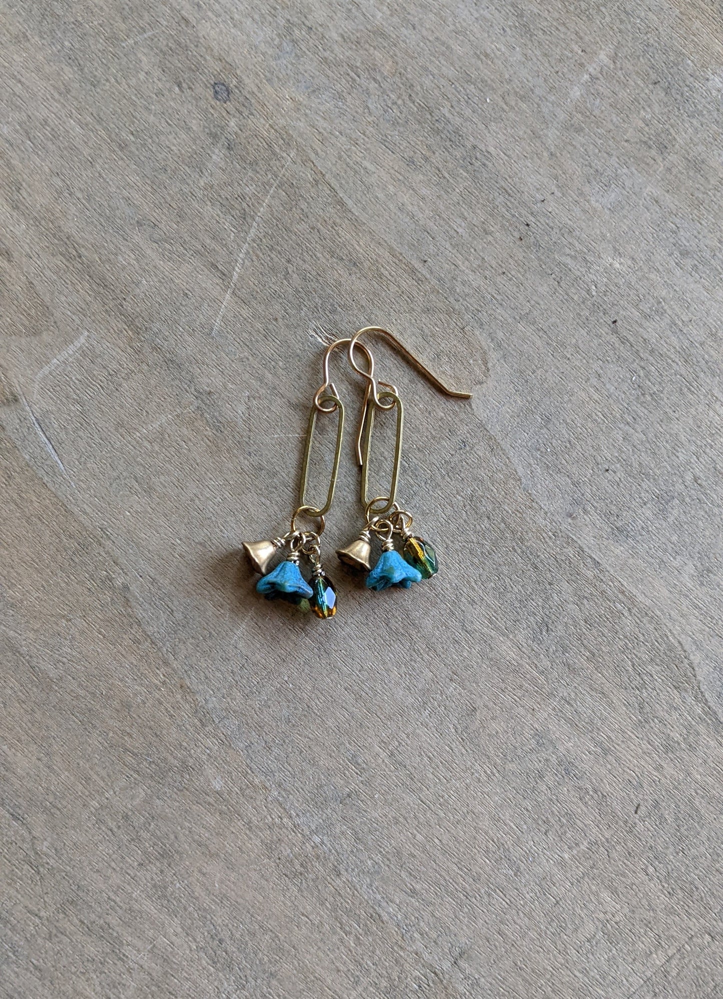 Flower Earrings ~ Blue and Gold