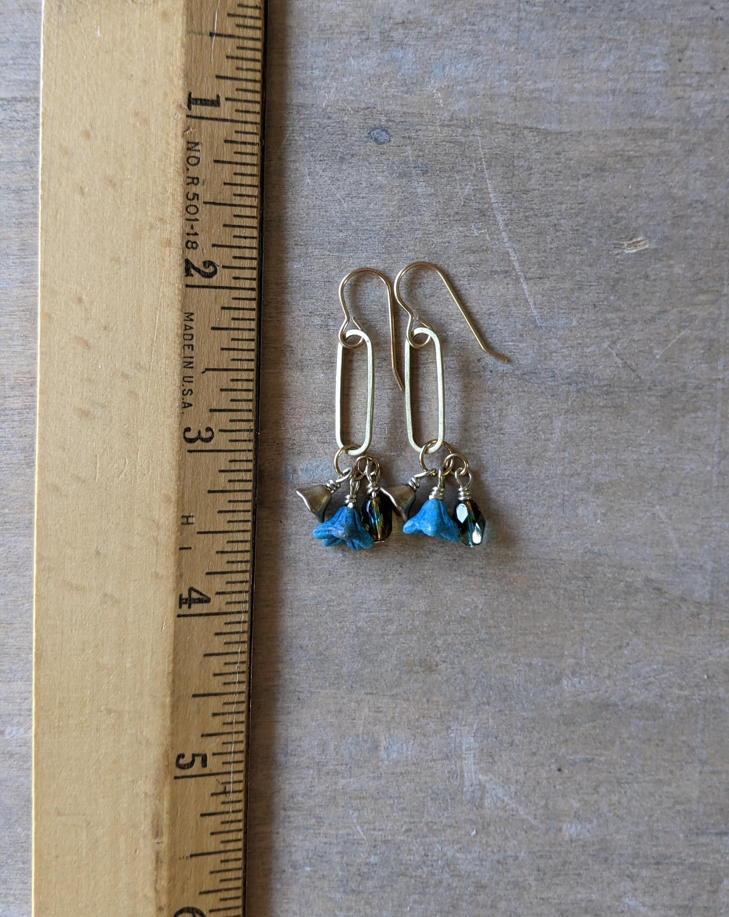 Flower Earrings ~ Blue and Gold