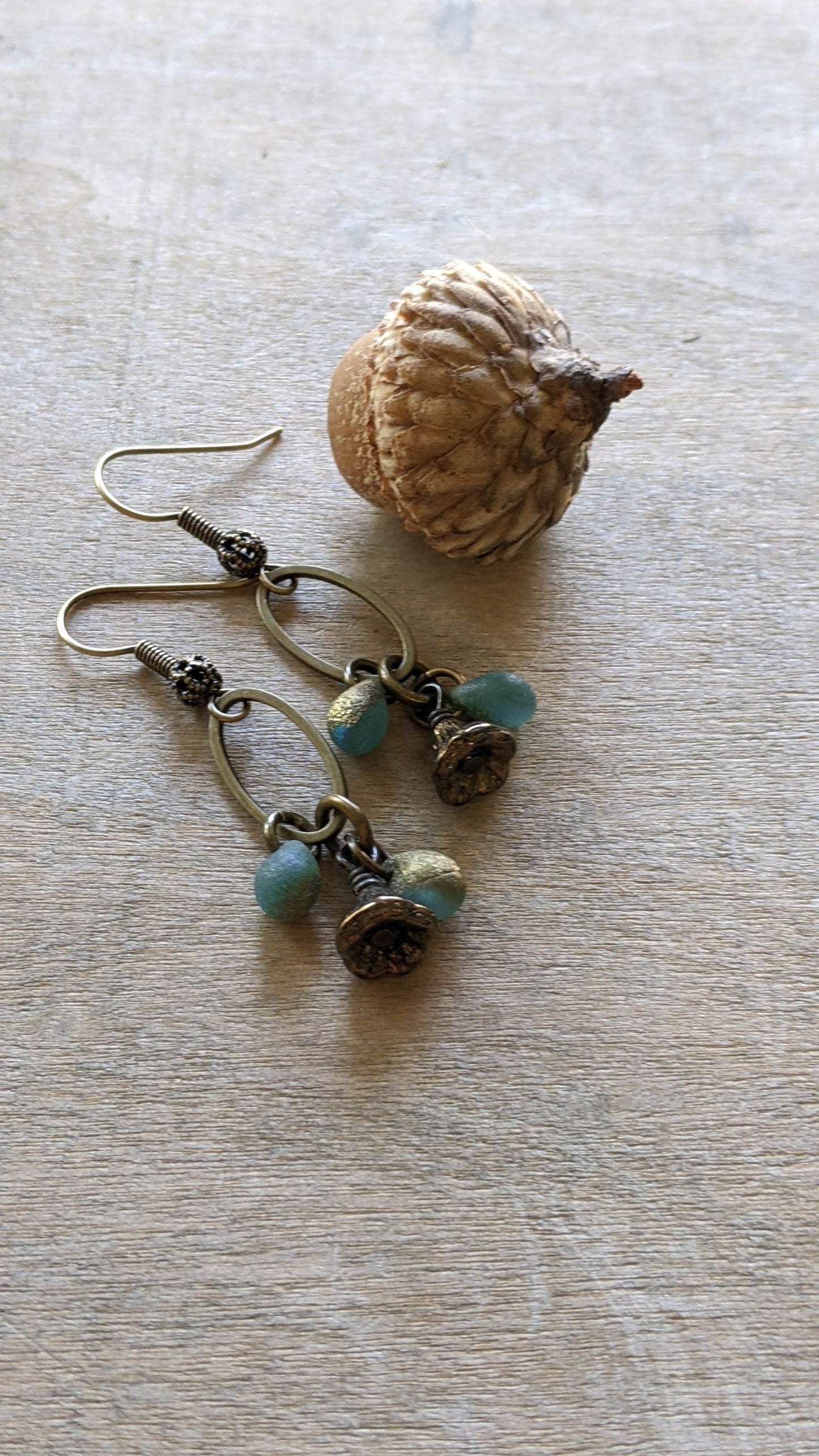 Dangle Earrings ~ Blue and Gold