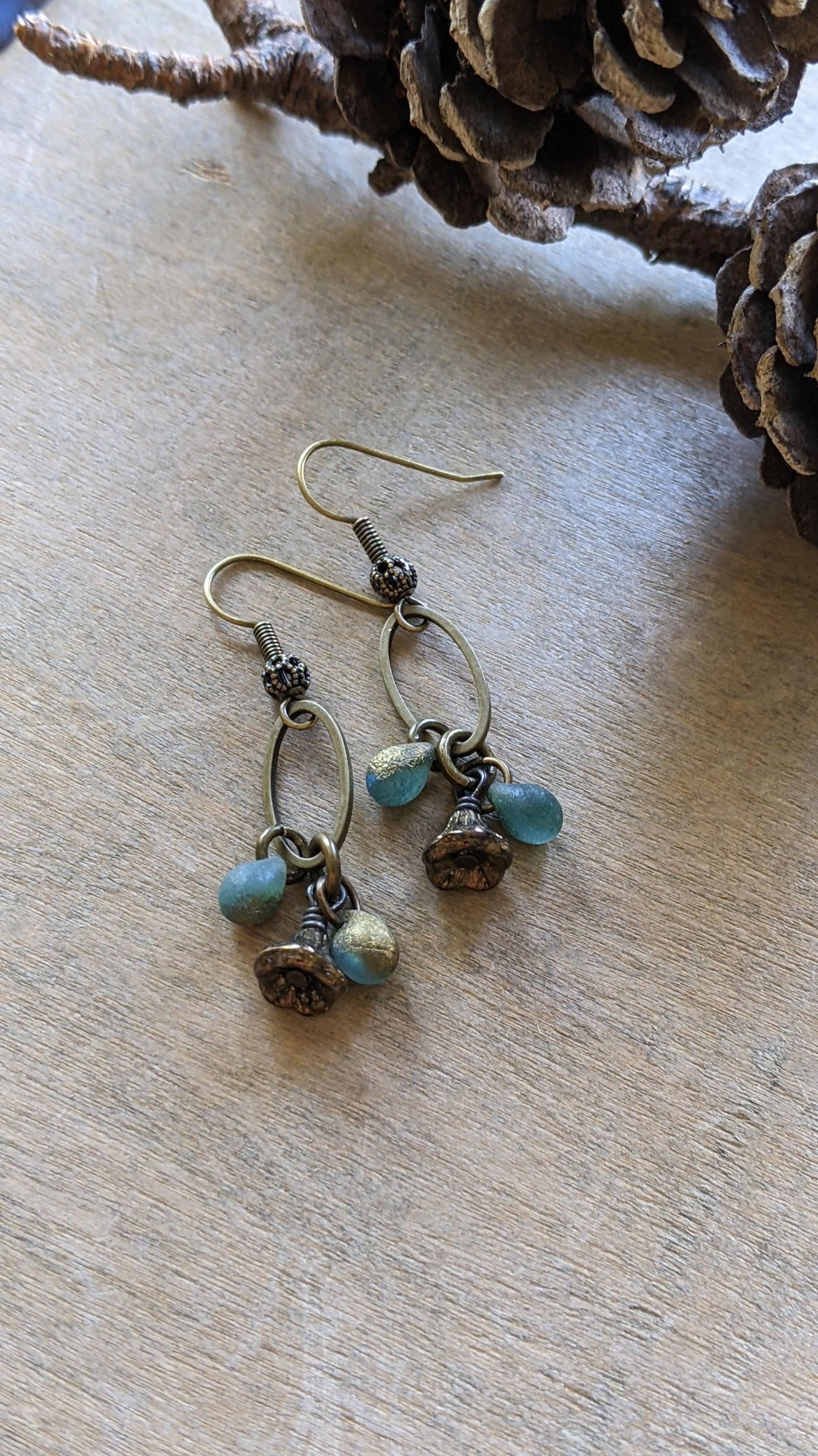 Dangle Earrings ~ Blue and Gold