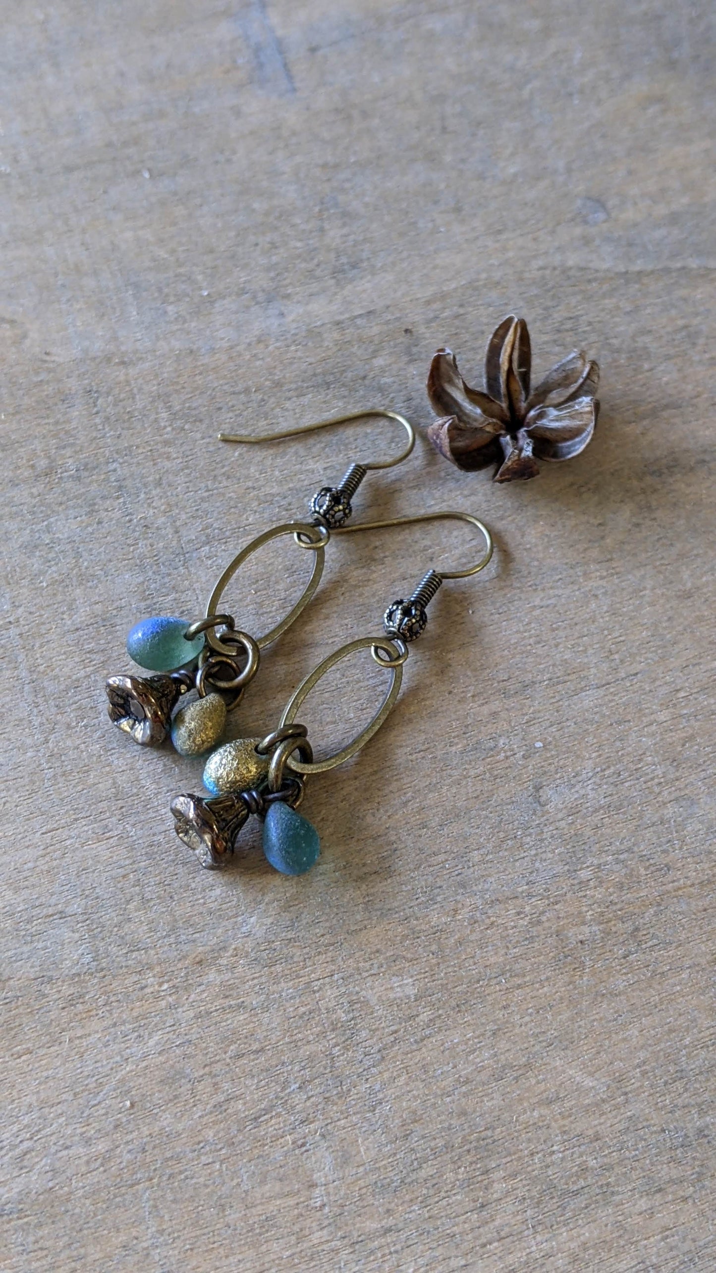 Dangle Earrings ~ Blue and Gold