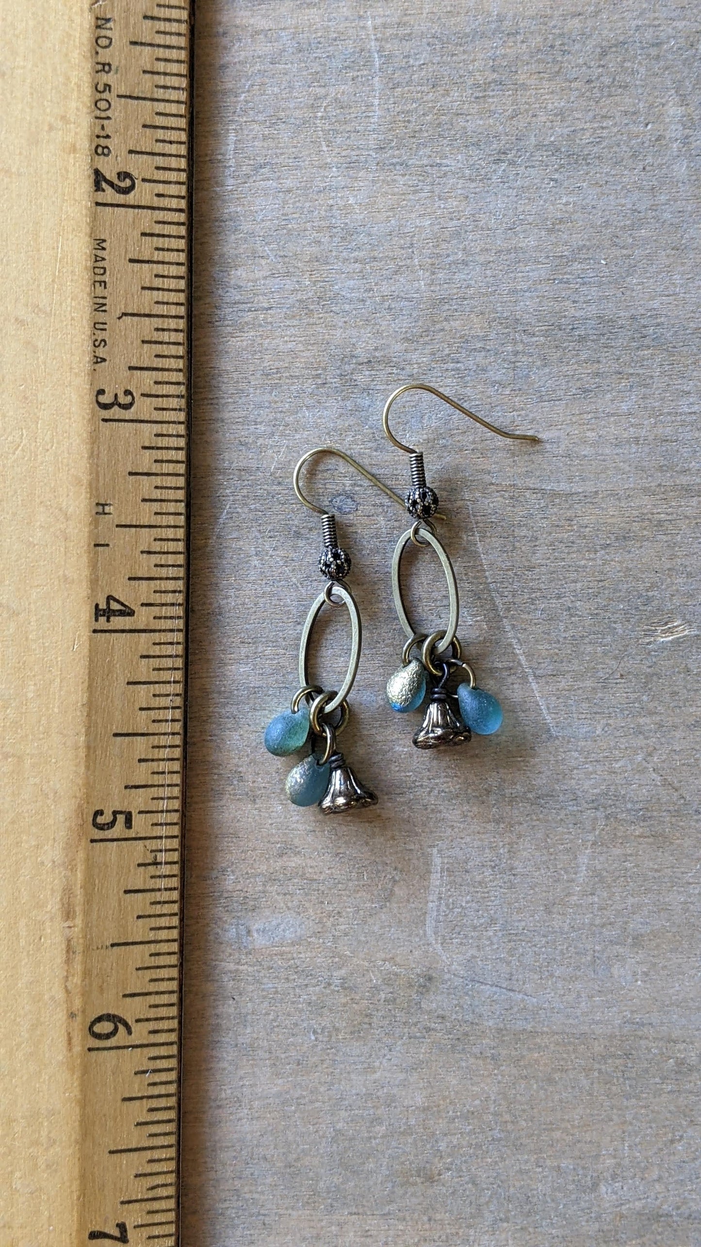 Dangle Earrings ~ Blue and Gold