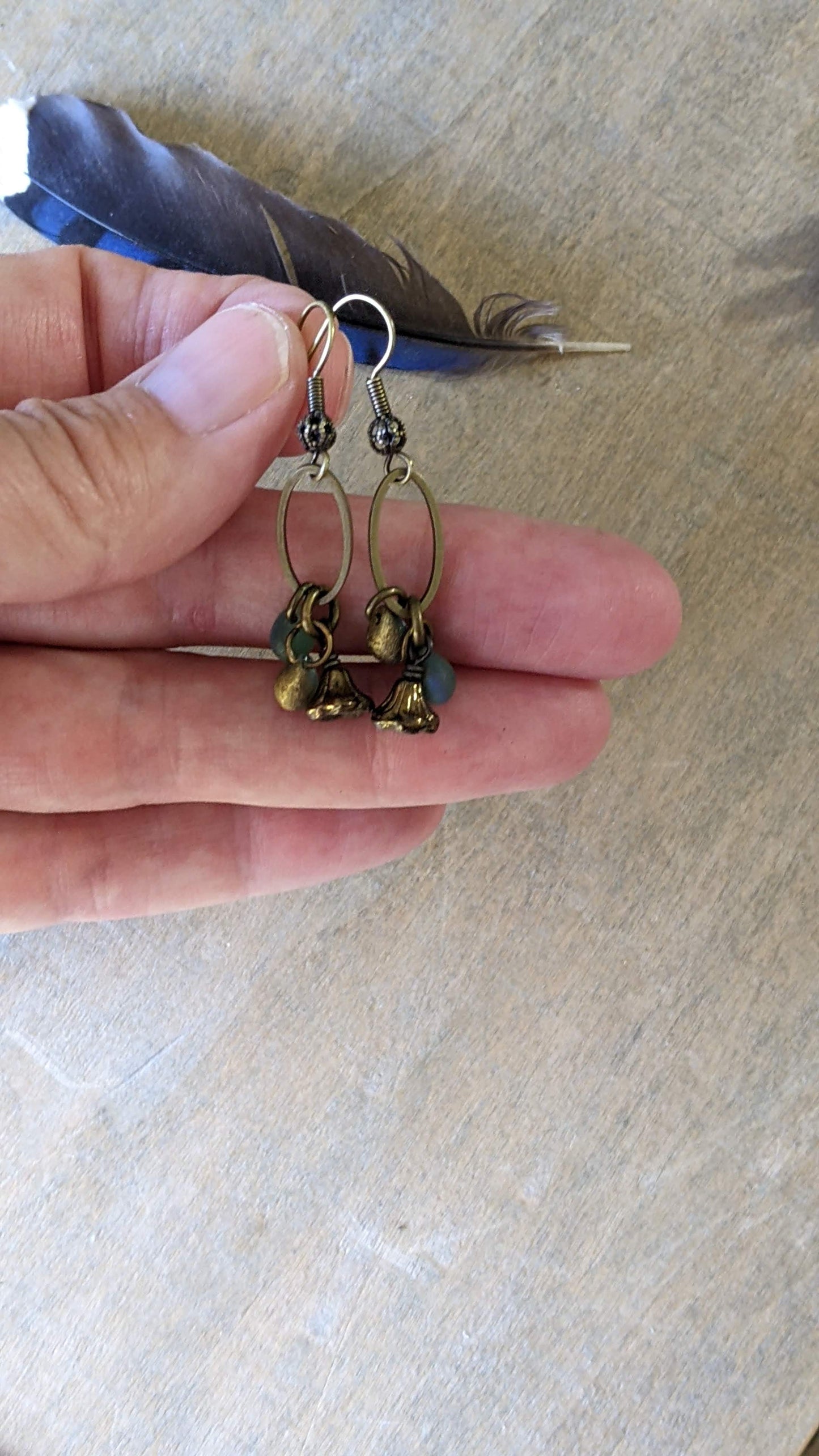 Dangle Earrings ~ Blue and Gold