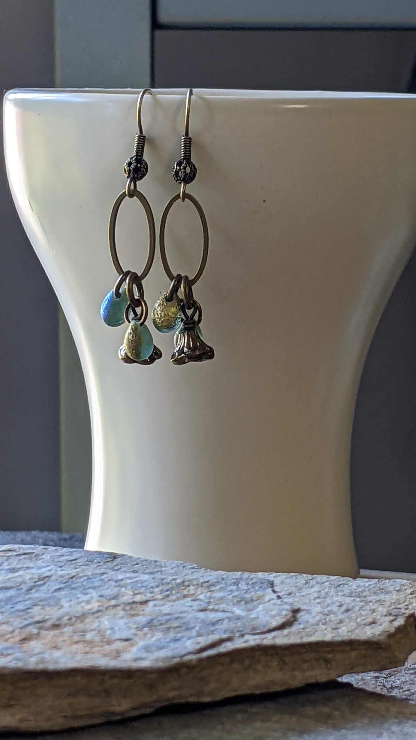 Dangle Earrings ~ Blue and Gold