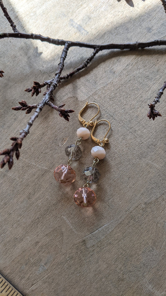 Soft Pink Simple Dangle Earrings ~ Resin