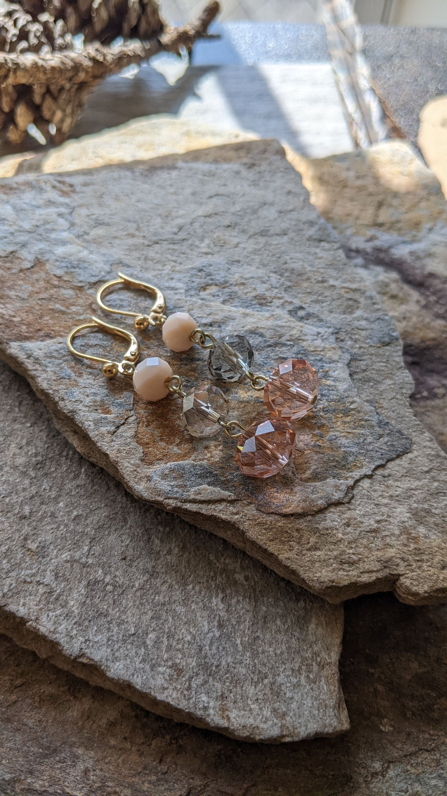 Soft Pink Simple Dangle Earrings ~ Resin