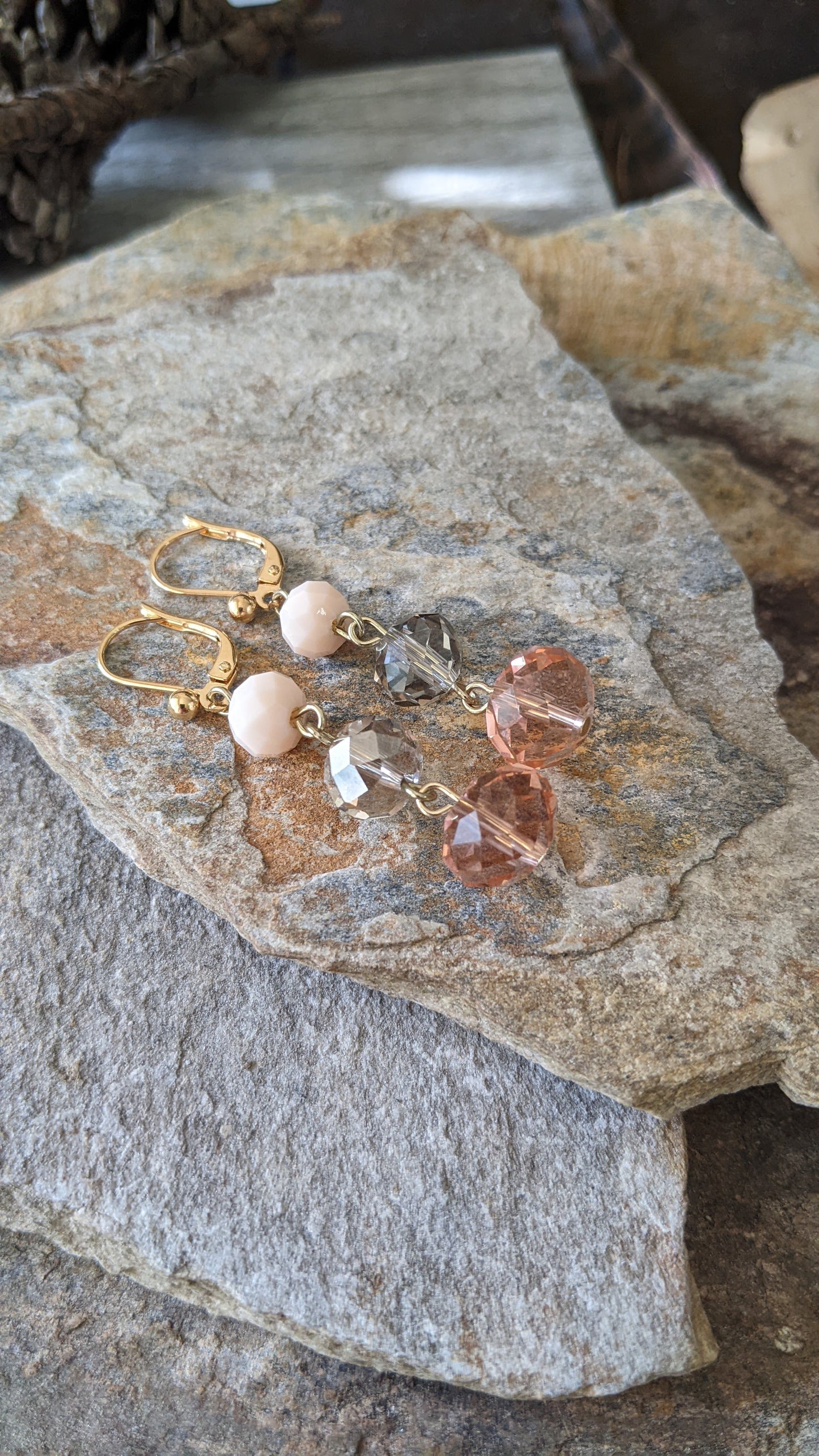 Soft Pink Simple Dangle Earrings ~ Resin