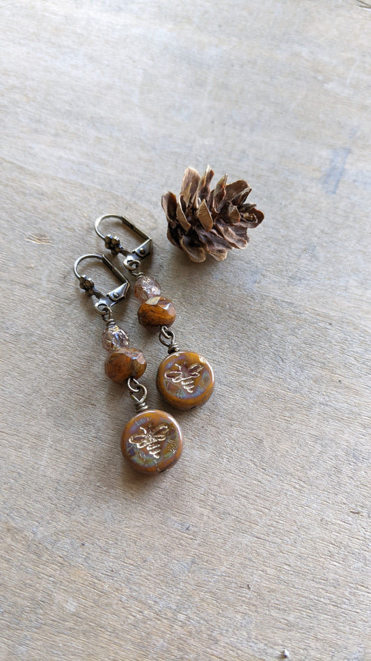 Bee Earrings ~ Autumn