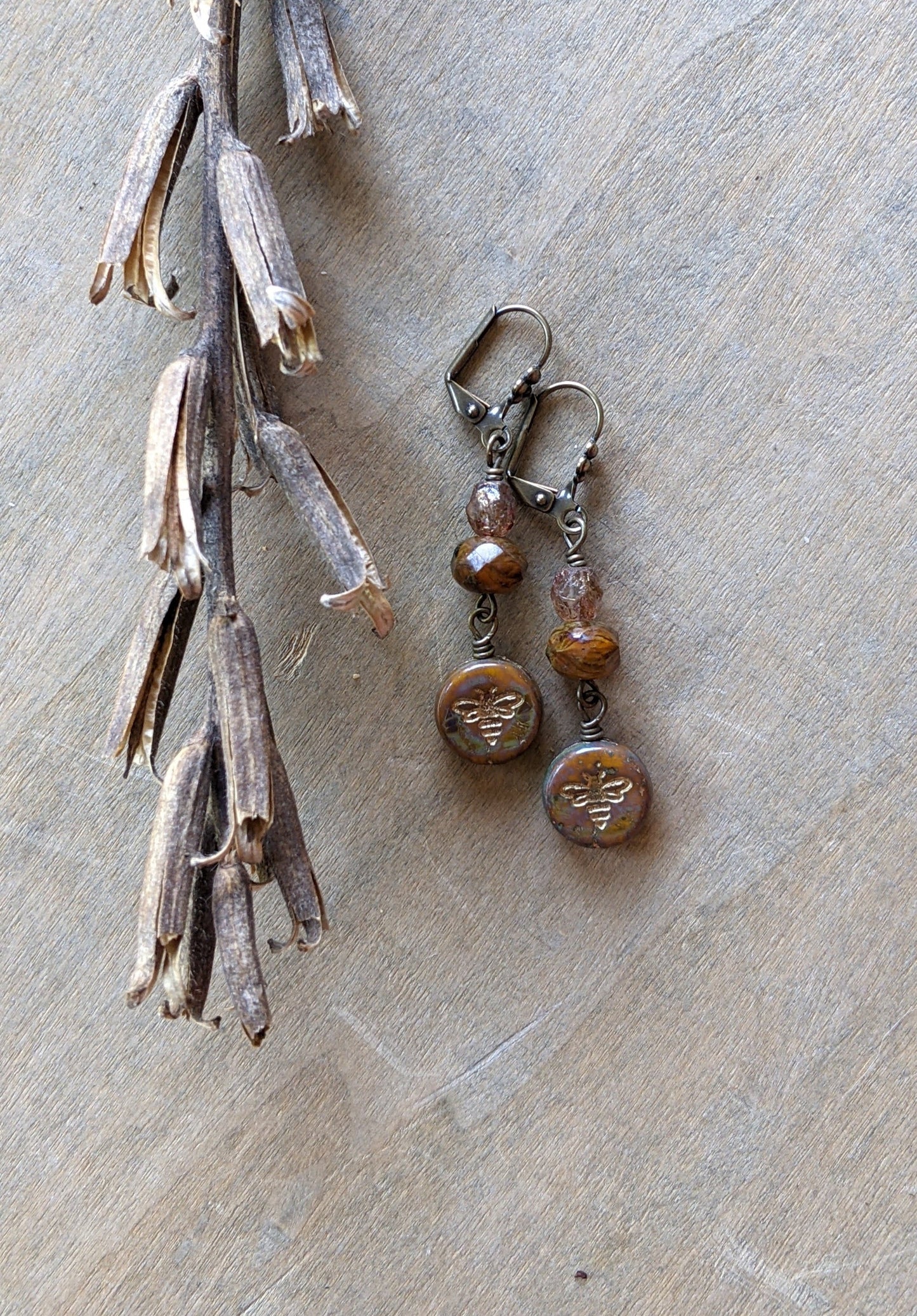 Bee Earrings ~ Autumn