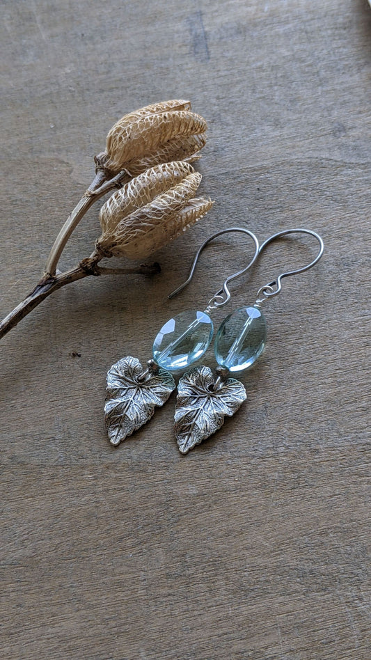 Sky Blue Leaf Earrings