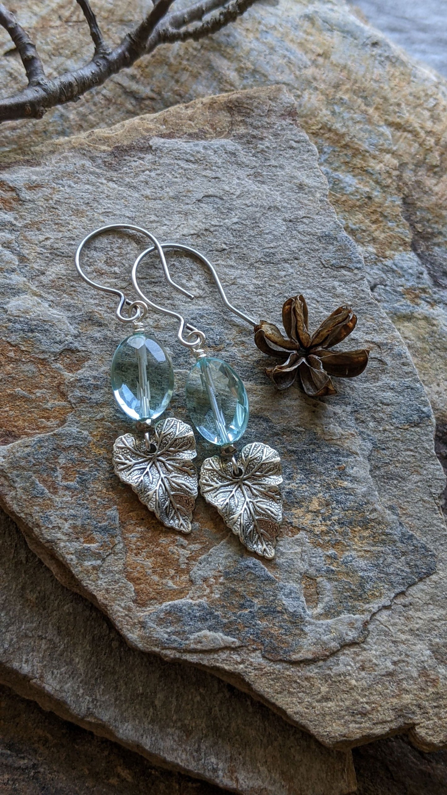 Sky Blue Leaf Earrings