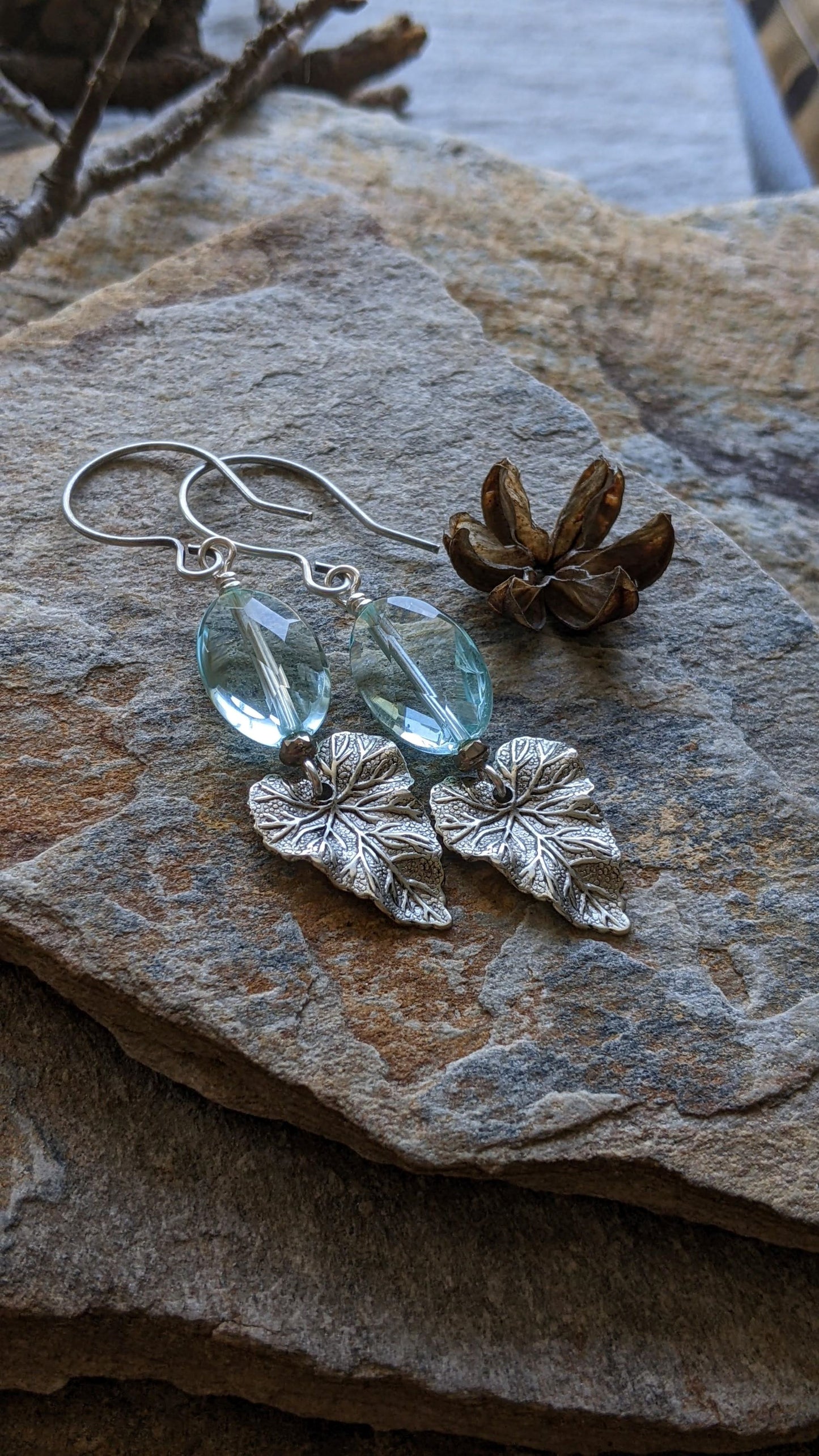 Sky Blue Leaf Earrings