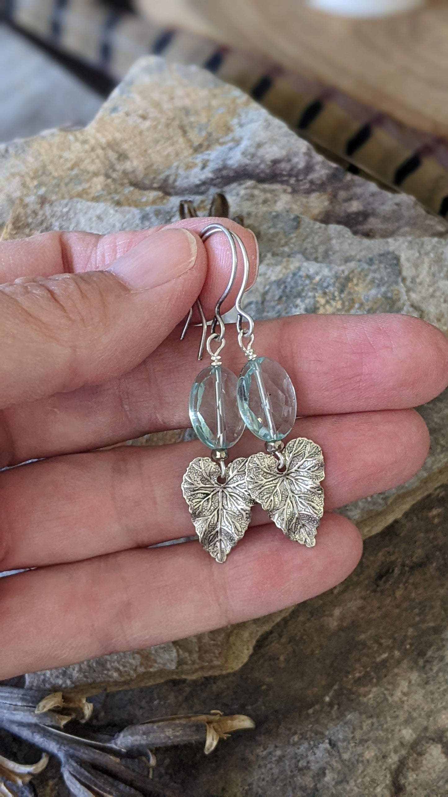 Sky Blue Leaf Earrings