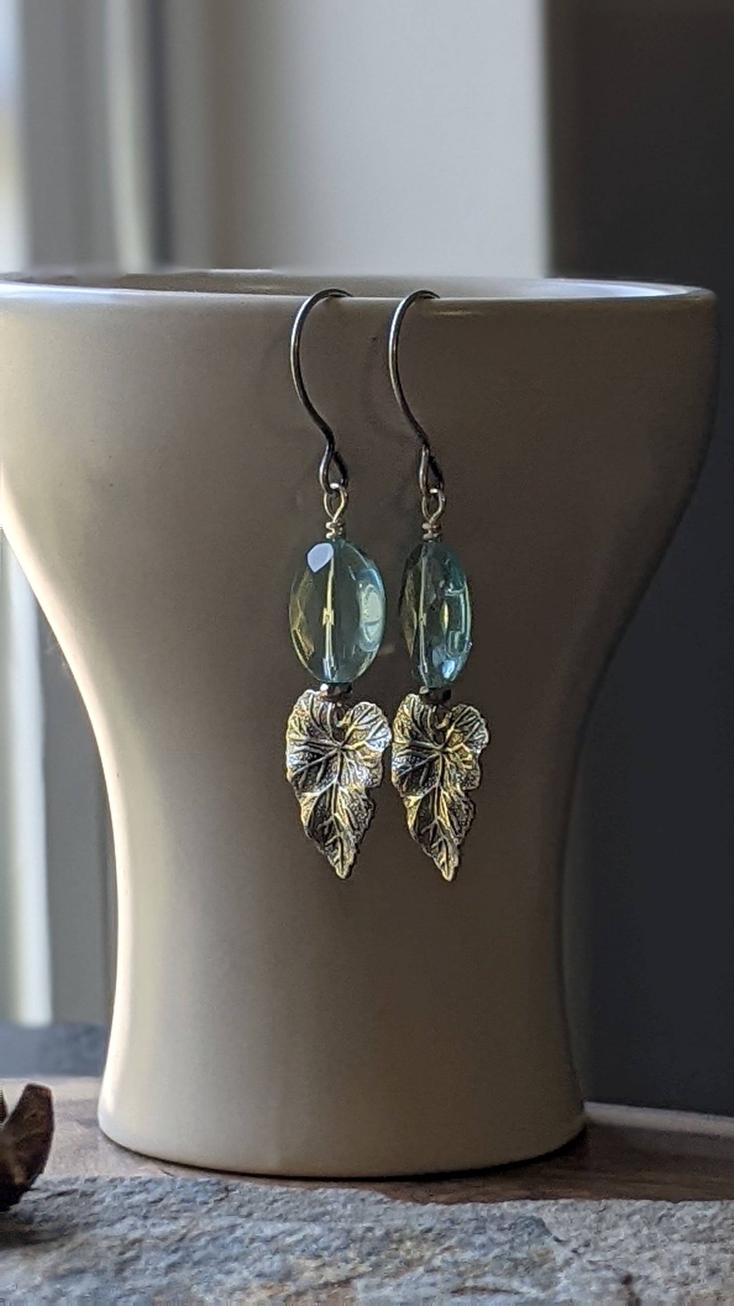 Sky Blue Leaf Earrings