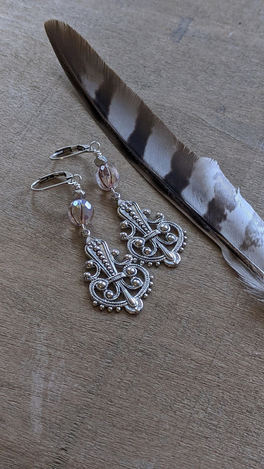 Filigree Earrings ~ Hint of Pink