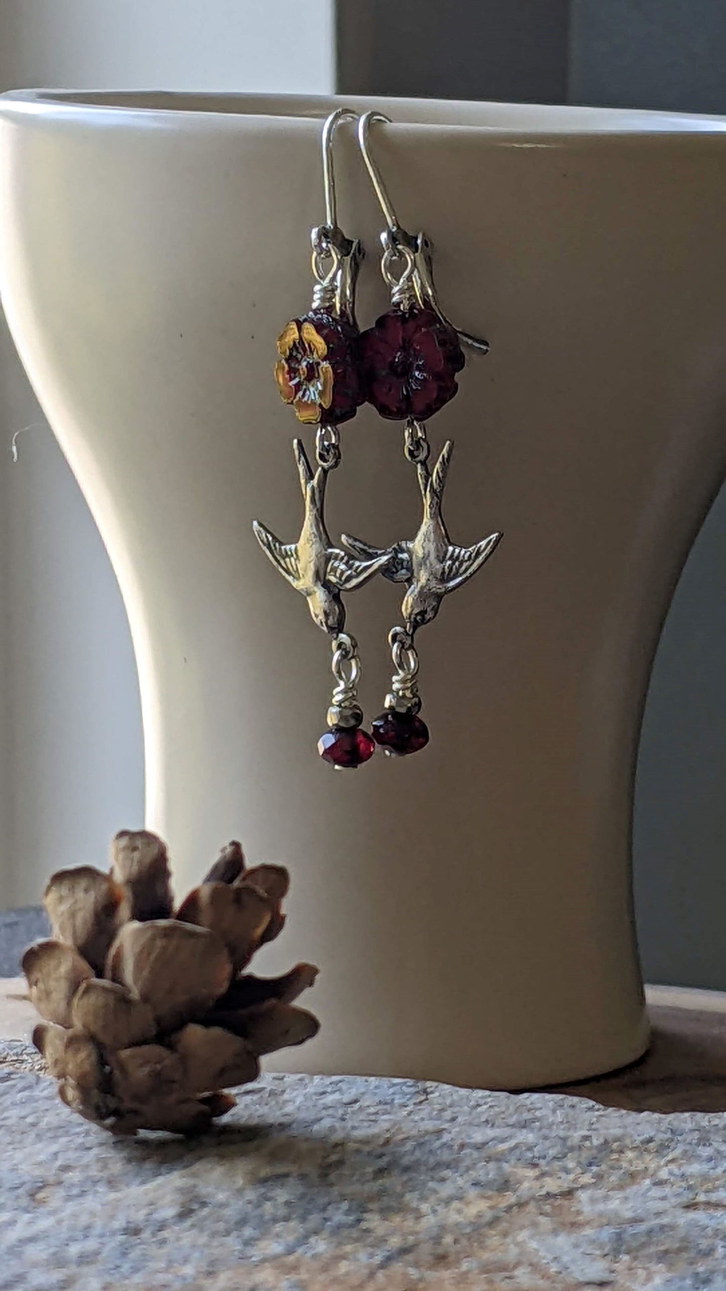 Soaring Bird Earrings ~ Deep Red