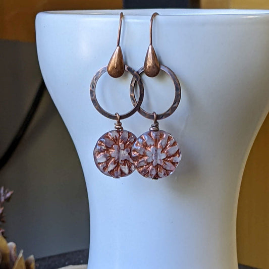 Flower Dangles ~ Light Purple and Copper