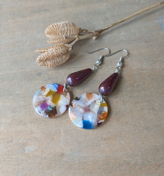 Resin and Glass Earrings ~ Fiesta #2