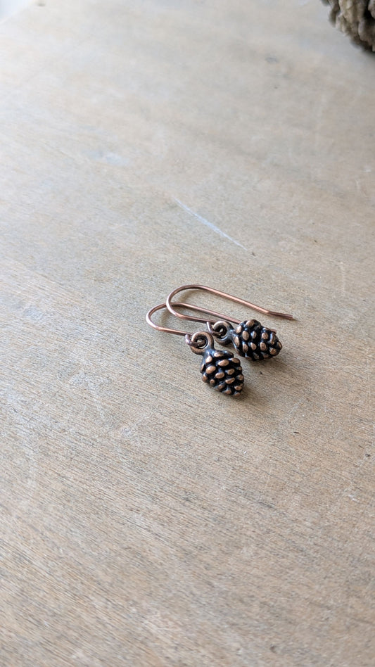 Pine Cone Earrings Copper