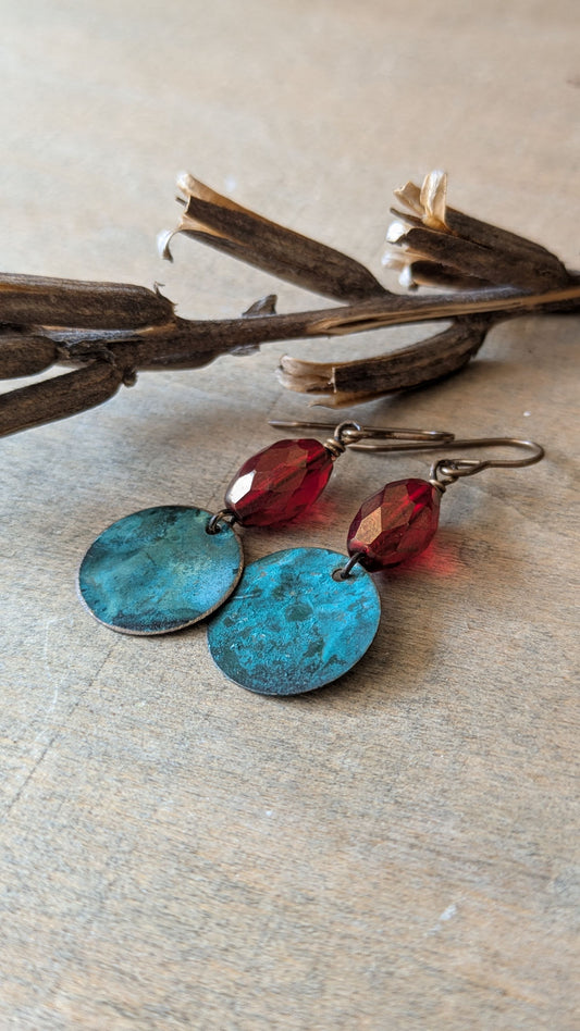 Patinated Brass Dangles ~ Color Pop