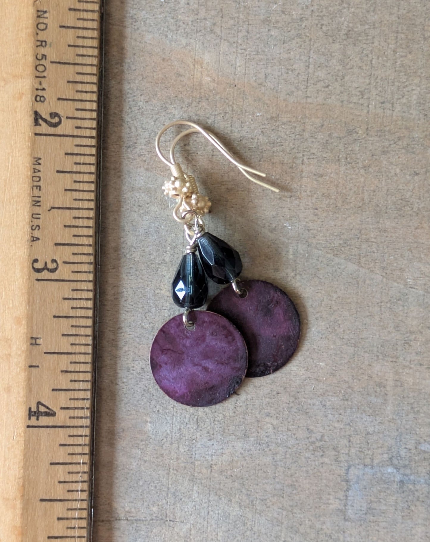 Patinated Brass Dangles ~ Moody Purple