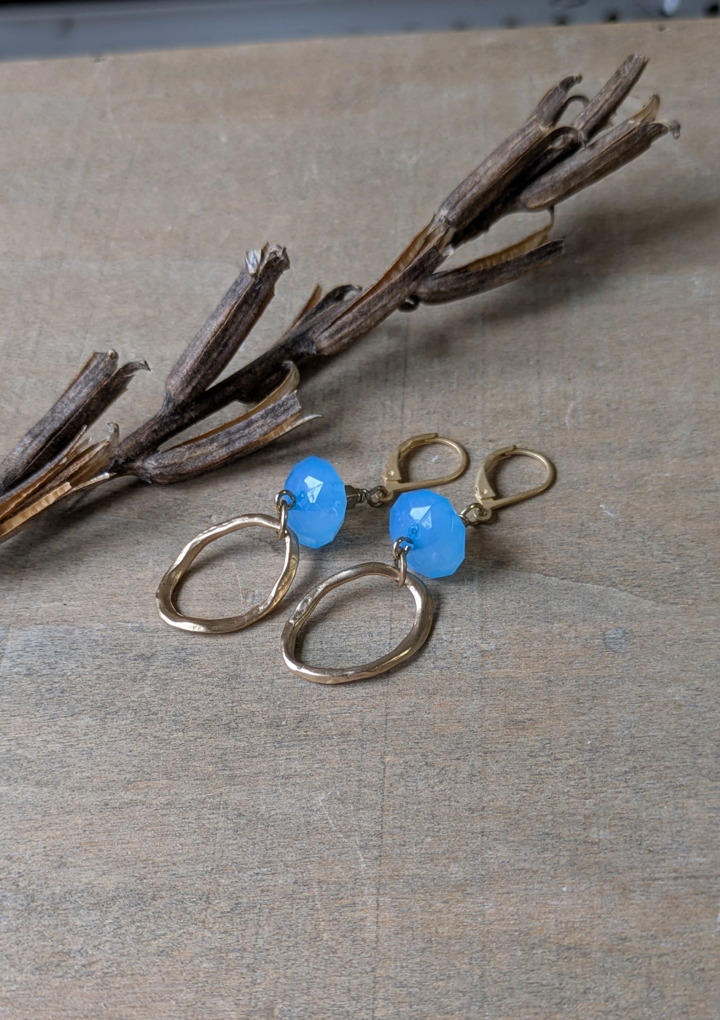 Soft Blue Simple Dangle Earrings