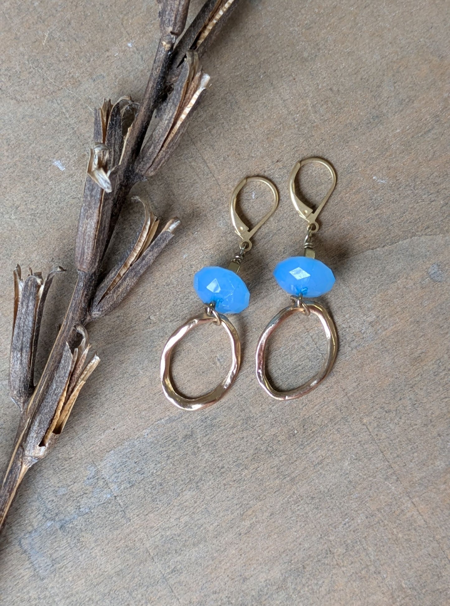 Soft Blue Simple Dangle Earrings