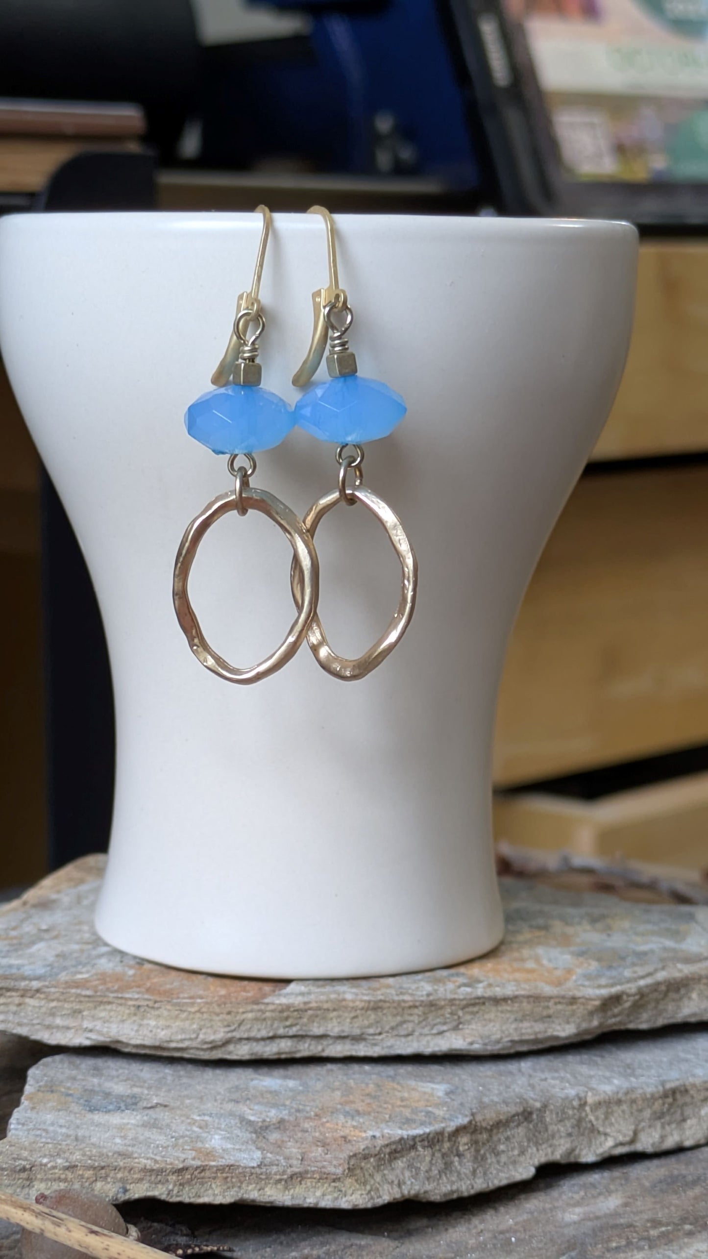 Soft Blue Simple Dangle Earrings