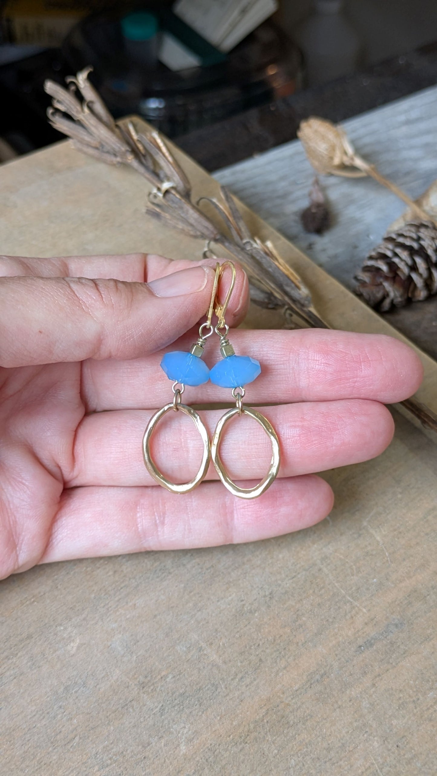 Soft Blue Simple Dangle Earrings