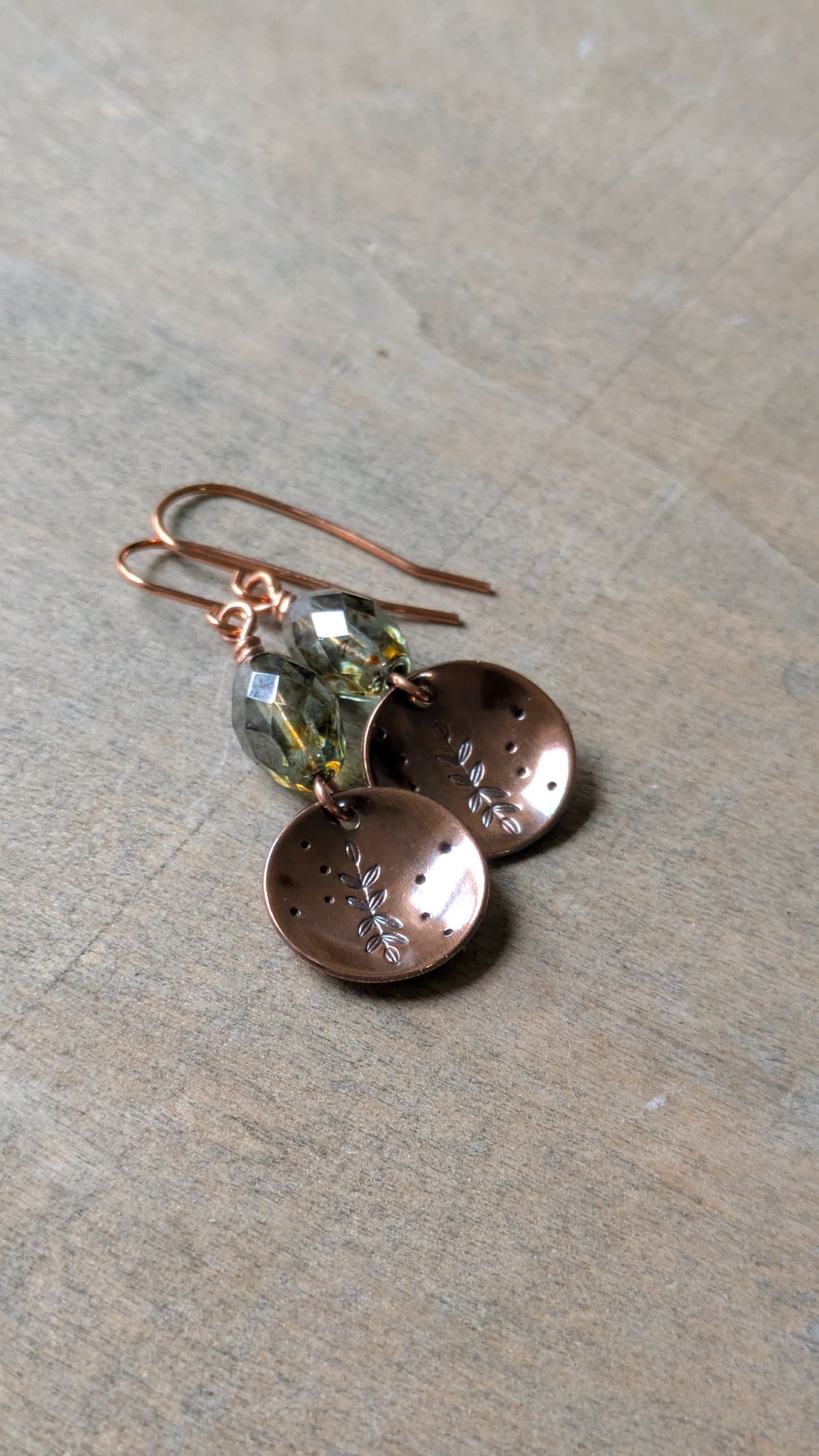 Copper Earrings ~ Leafy Branch