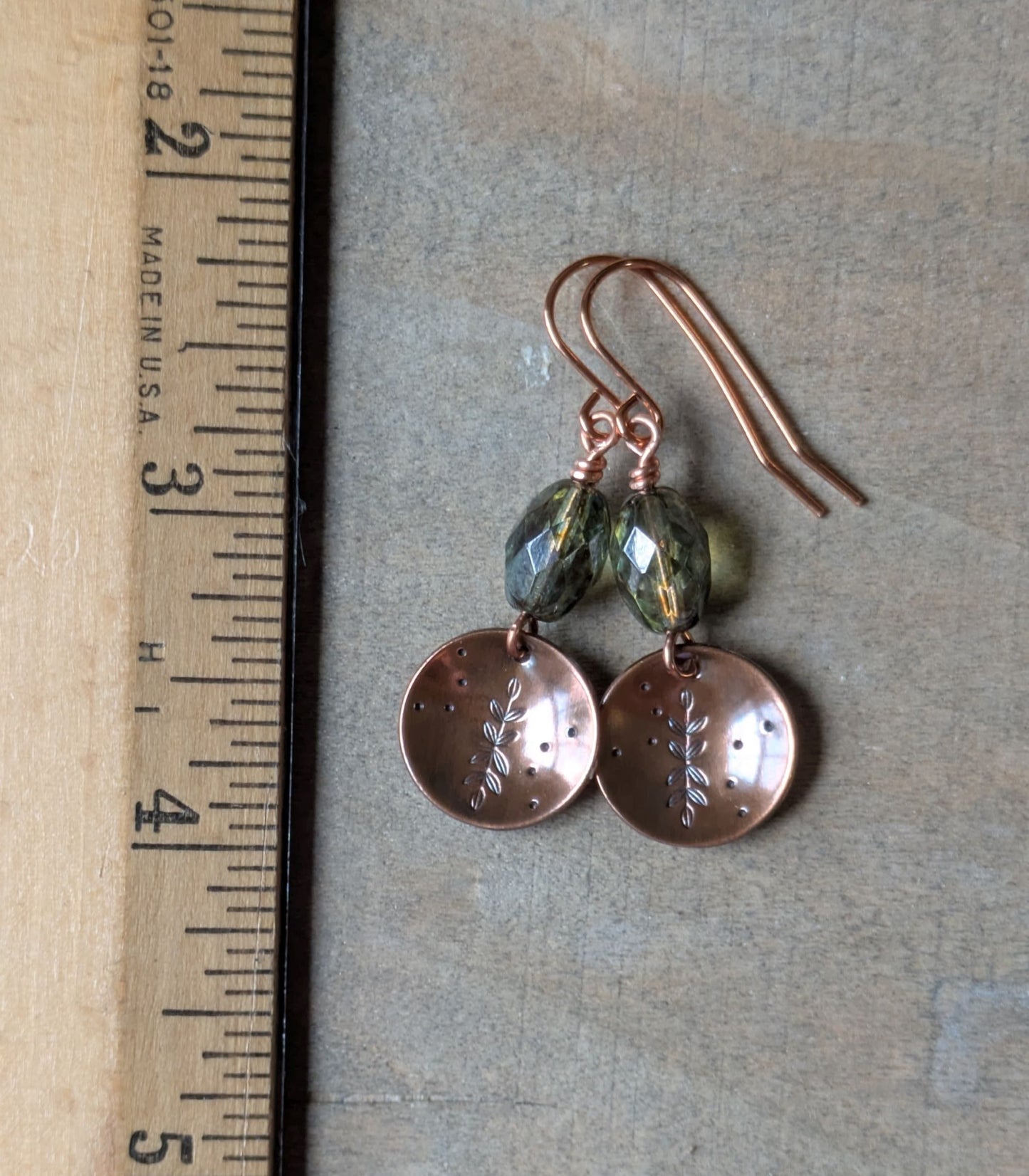 Copper Earrings ~ Leafy Branch