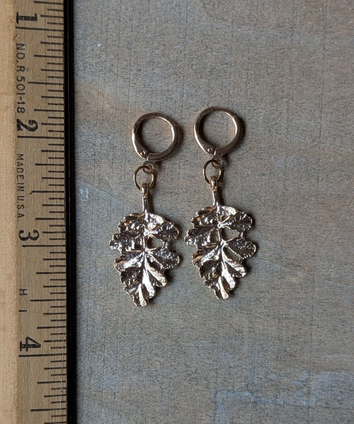 Leaf Earrings ~ Sparkling Brass