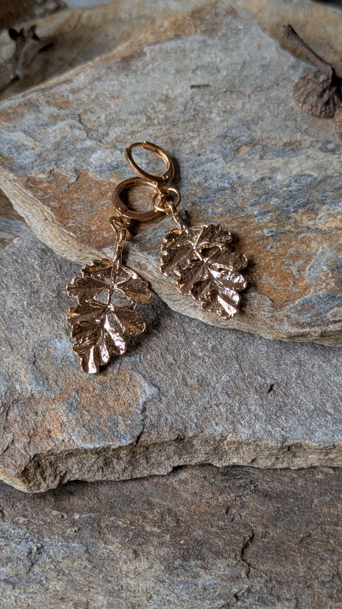 Leaf Earrings ~ Sparkling Brass